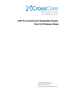 lwIP for CrossCore® Embedded Studio Rel.2.0.0 Release Notes