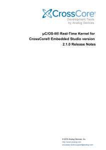 µC/OS-II® Real-Time Kernel for CrossCore® Embedded Studio version 2.1.0 Release Notes