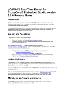 μC/OS-II® Real-Time Kernel for CrossCore® Embedded Studio version 2.0.0 Release Notes Introduction