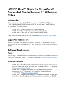 µC/USB Host™ Stack for CrossCore® Embedded Studio Release 1.1.0 Release Notes Introduction