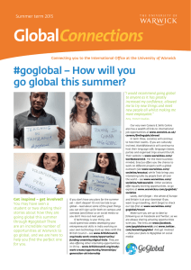 #goglobal – How will you go global this summer? Summer term 2015