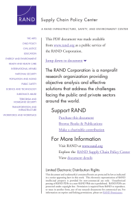 6 The RAND Corporation is a nonprofit Supply Chain Policy Center