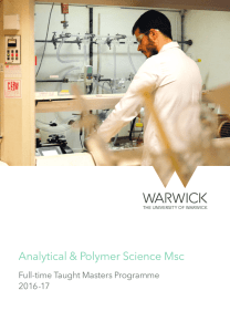 Analytical &amp; Polymer Science Msc Full-time Taught Masters Programme 2016-17