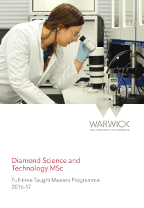 Diamond Science and Technology MSc Full-time Taught Masters Programme 2016-17