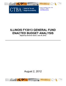 ILLINOIS FY2013 GENERAL FUND ENACTED BUDGET ANALYSIS August 2, 2012