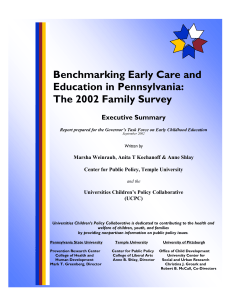 Benchmarking Early Care and Education in Pennsylvania: The 2002 Family Survey