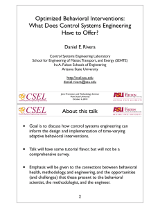 Optimized Behavioral Interventions: What Does Control Systems Engineering Have to Offer?