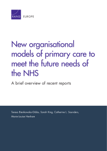 New organisational models of primary care to meet the future needs of