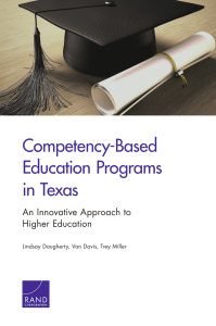 Competency-Based Education Programs in Texas An Innovative Approach to