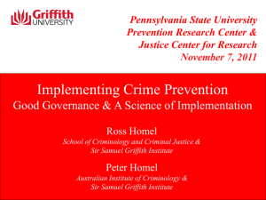 Implementing Crime Prevention Good Governance &amp; A Science of Implementation  Peter Homel