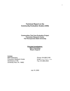 Technical Report on the Community Evaluation Scales (CES)