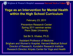 Yoga as an Intervention for Mental Health