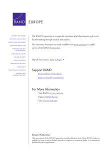 The RAND Corporation is a nonprofit institution that helps improve... decisionmaking through research and analysis.