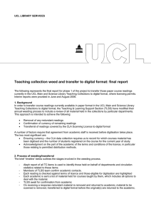Teaching collection weed and transfer to digital format: final report