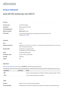 Anti-SP100 antibody ab192519 Product datasheet Overview Product name