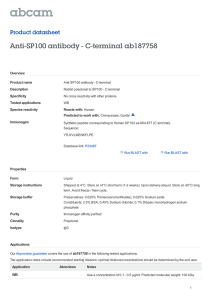 Anti-SP100 antibody - C-terminal ab187758 Product datasheet Overview Product name