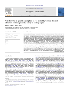 Predicted fates of ground-nesting bees in soil heated by wildﬁre:... tolerances of life stages and a survey of nesting depths