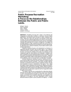 Public Purpose Recreation Marketing: A Focus on the Relationships
