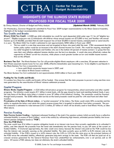 HIGHIGHTS OF THE ILLINOIS STATE BUDGET PROPOSED FOR FISCAL YEAR 2009