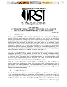 ISSUE BRIEF: ANALYSIS OF THE GOVERNOR’S OFFICE OF MANAGEMENT PENSION STABILIZATION SUMMARY