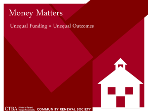 Money Matters Unequal Funding = Unequal Outcomes