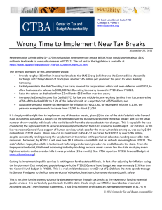 Wrong Time to Implement New Tax Breaks