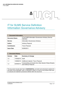 IT for SLMS Service Definition Information Governance Advisory