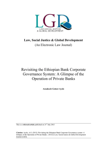 Revisiting the Ethiopian Bank Corporate Governance System: A Glimpse of the