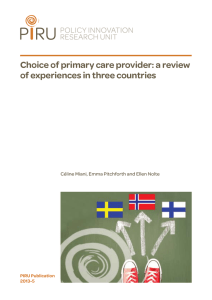 Choice of primary care provider: a review PIRU Publication