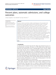 Percent plans, automatic admissions, and college outcomes Open Access