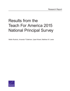 Results from the Teach For America 2015 National Principal Survey Research Report