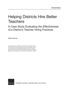 Helping Districts Hire Better Teachers A Case Study Evaluating the Effectiveness