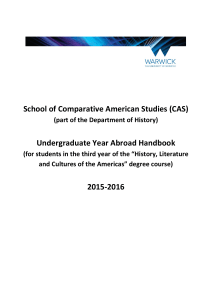 School of Comparative American Studies (CAS) Undergraduate Year Abroad Handbook