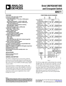 Octal LNA/VGA/AAF/ADC and Crosspoint Switch AD9271