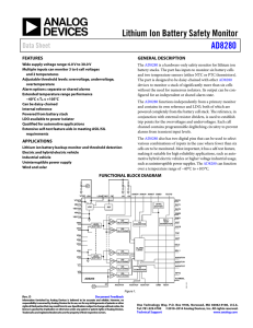 Lithium Ion Battery Safety Monitor AD8280 Data Sheet FEATURES