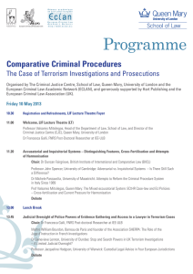 Programme Comparative Criminal Procedures The Case of Terrorism Investigations and Prosecutions