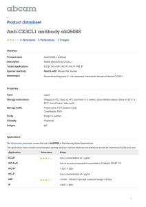 Anti-CX3CL1 antibody ab25088 Product datasheet 4 Abreviews 3 Images