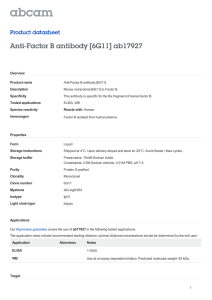 Anti-Factor B antibody [6G11] ab17927 Product datasheet Overview Product name