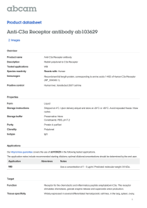 Anti-C3a Receptor antibody ab103629 Product datasheet 2 Images Overview