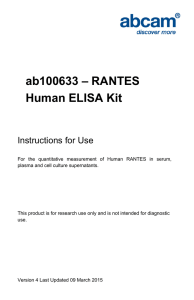 ab100633 – RANTES Human ELISA Kit Instructions for Use