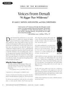 Voices from Denali “It’s Bigger Than Wilderness” FEATURES