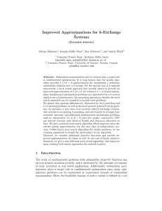 Improved Approximations for k-Exchange Systems Moran Feldman , Joseph (Seffi) Naor