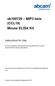 ab100729 – MIP3 beta (CCL19) Mouse ELISA Kit Instructions for Use