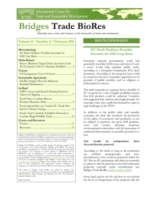 Bridges Trade BioRes BIOTECHNOLOGY EC Draft Outlines Possible