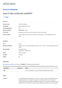 Anti-C1QA antibody ab89687 Product datasheet 3 Images Overview
