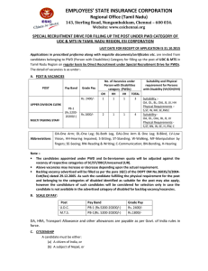 EMPLOYEES’ STATE INSURANCE CORPORATION  Regional Office (Tamil Nadu)