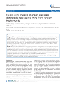 Stable stem enabled Shannon entropies distinguish non-coding RNAs from random backgrounds