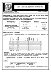 Applications  are  invited only  through  online ... Recruitment to the vacancies in the following post:-