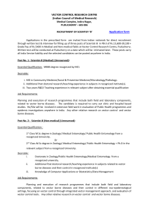 VECTOR CONTROL RESEARCH CENTRE (Indian Council of Medical Research Application form