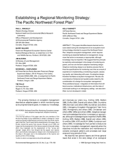 Establishing a Regional Monitoring Strategy: The Pacific Northwest Forest Plan 1
